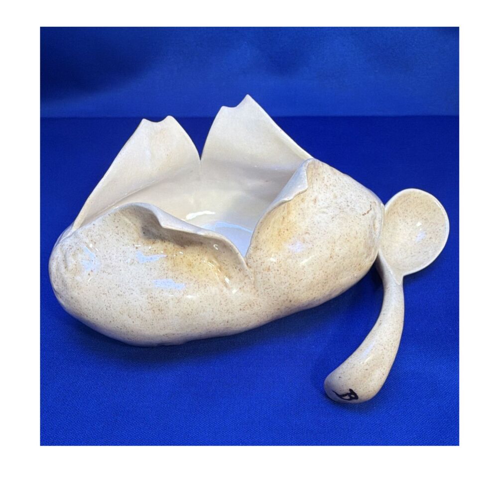 VTG Ceramic Baked Potato Serving Dish and Spoon For Butter/Sour Cream/Chives
